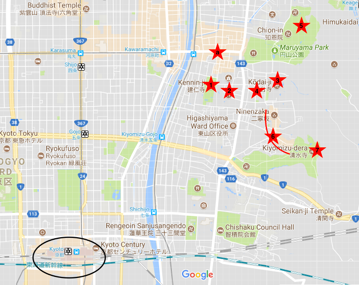 Map of East Kyoto