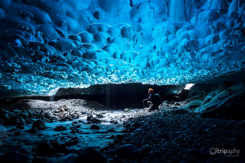 Waterfall ice cave