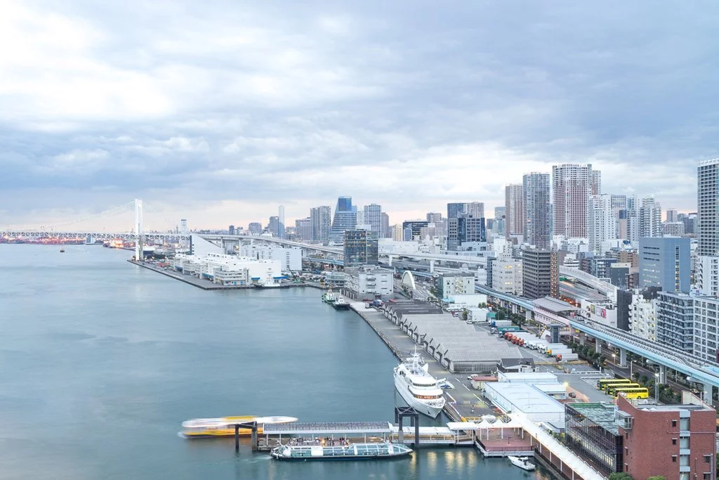 View of Tokyo Bay and part of the Rainbow Bridge from InterContinental Tokyo Bay