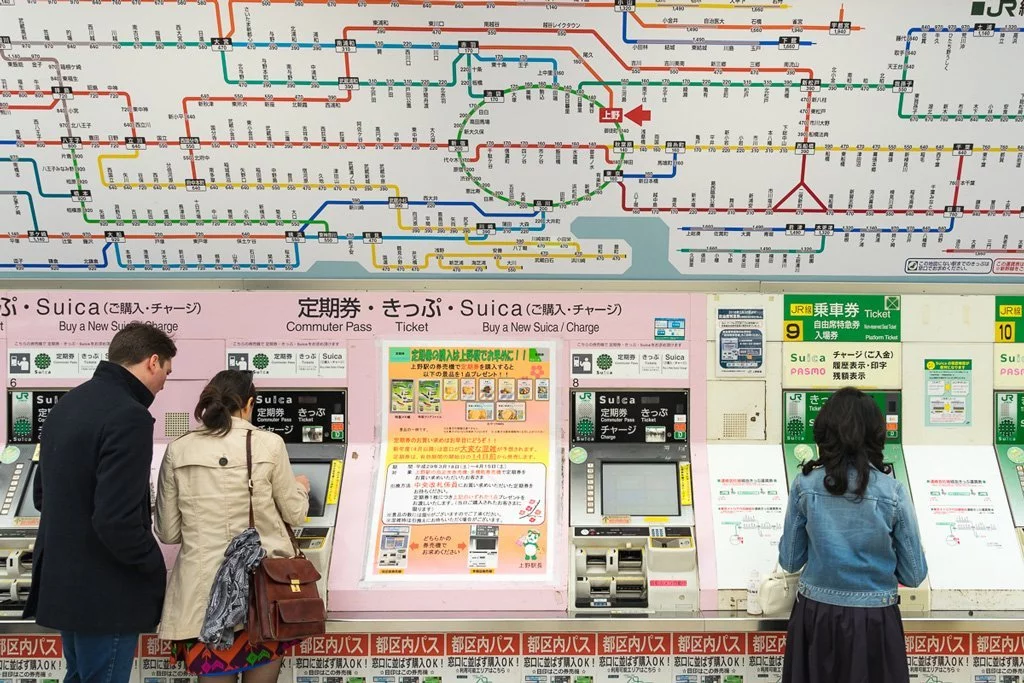 Subway map and ticket machines in Tokyo