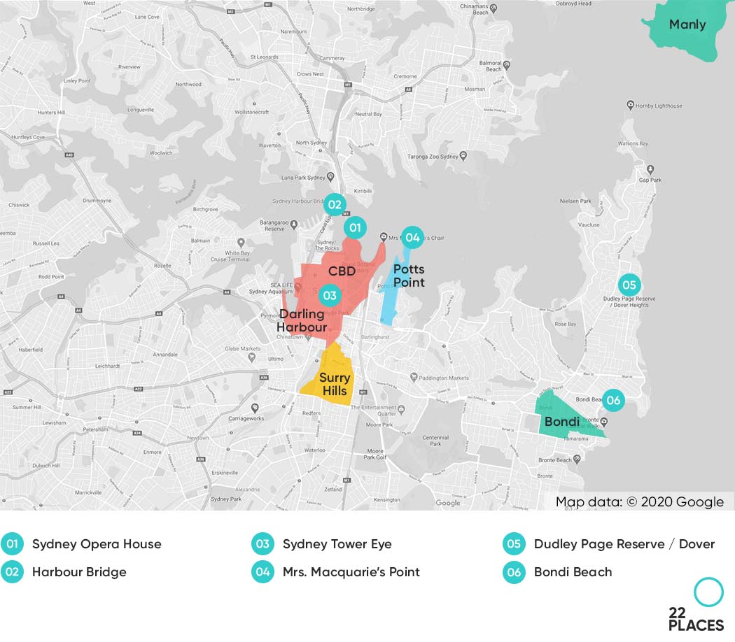 Where to stay in Sydney - Map
