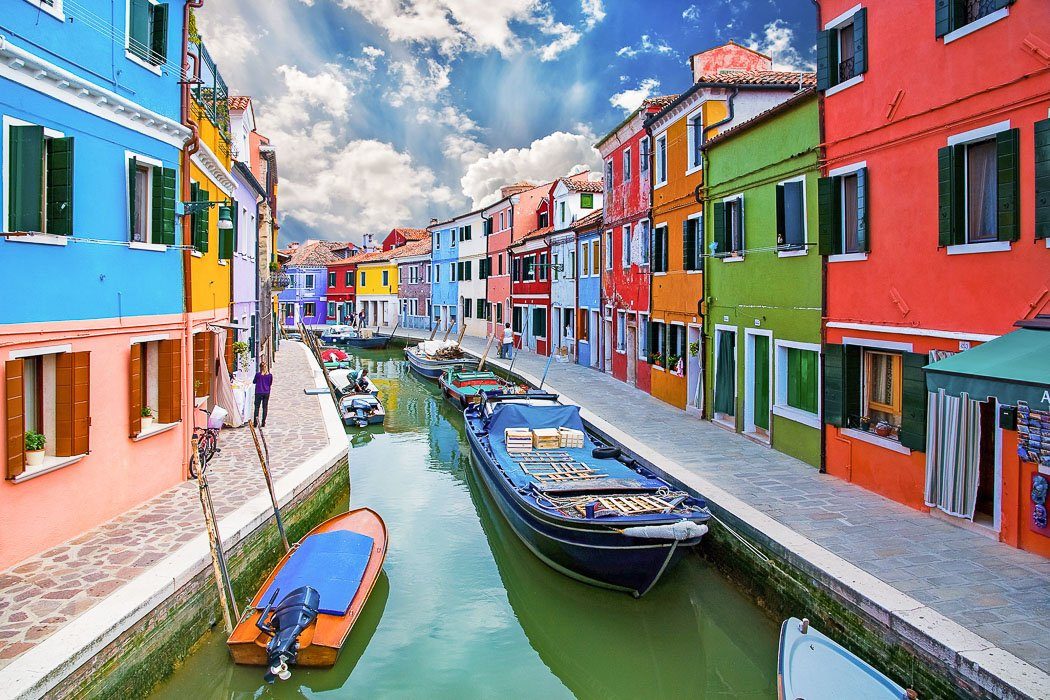 Canal in Burano in Venice
