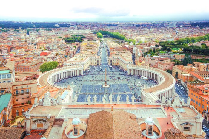 Panoramic view of the St. Peter's Square in Rome