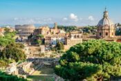 View of the Colosseum and the Roman Forum, two of the best attractions of Rome.
