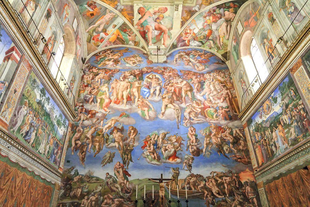 Wall painting "The Last Judgement" by Michelangelo in the Sistine Chapel in Rome