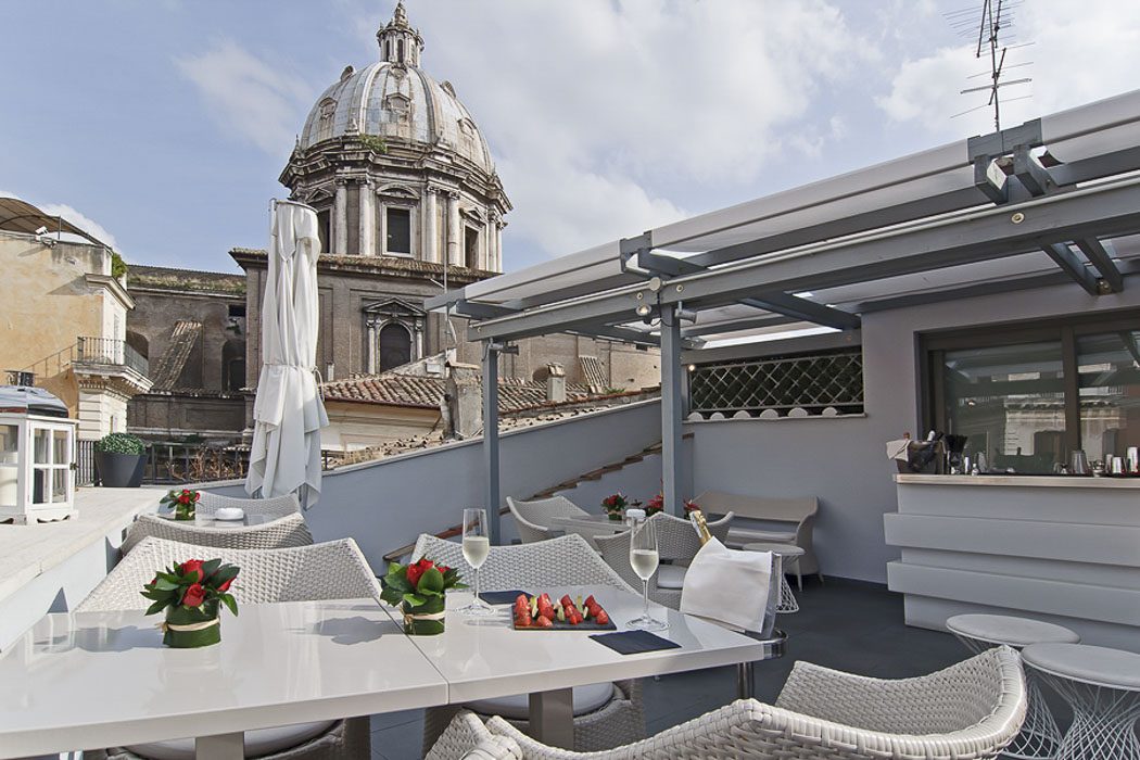 Roof terrace of the Hotel Lunetta in Rome