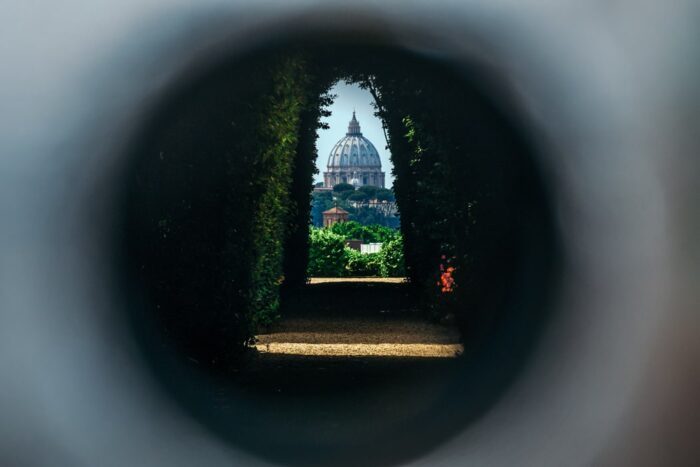 St. Peter's Basilica in Rome, photographed through a keyhole