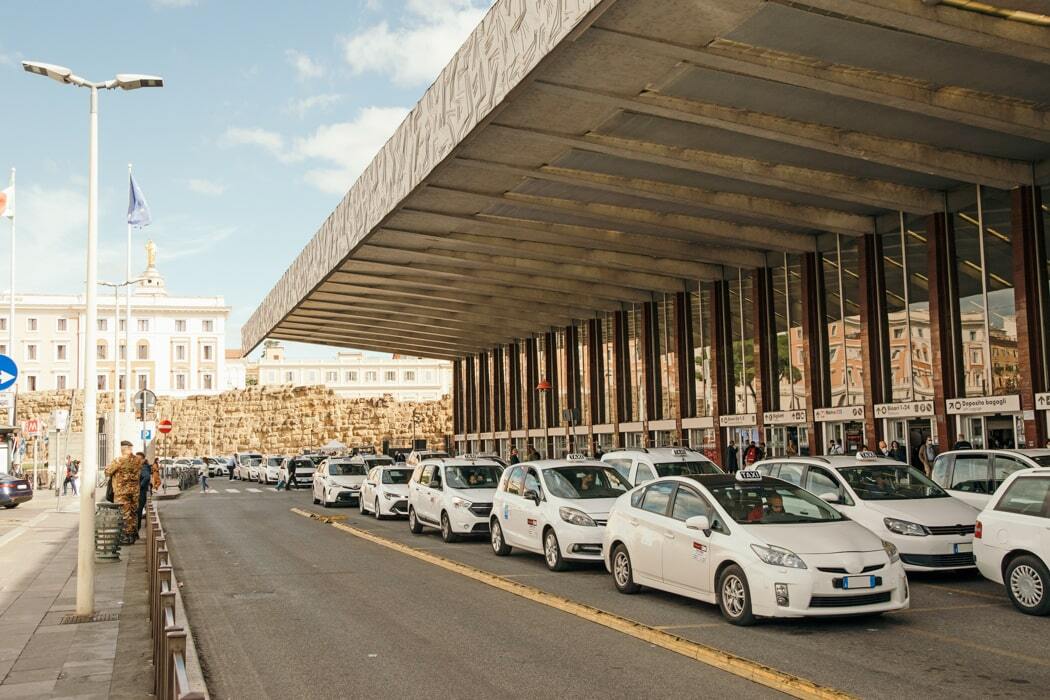 Cabs in front of the Termini Station in Rome